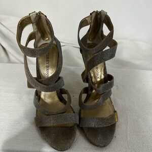 Audrey Brooke Gold and Silver Strappy Heels
